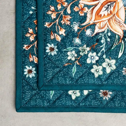 Maison d' Hermine Pot Holders Set 100% Cotton Heat Resistant Potholders 8" x 8" Hot Pads with Loop for Thanksgiving Christmas Decorations Baking Handling Hot Pans (Pack of 2, Luxury Loft - Dark Teal)