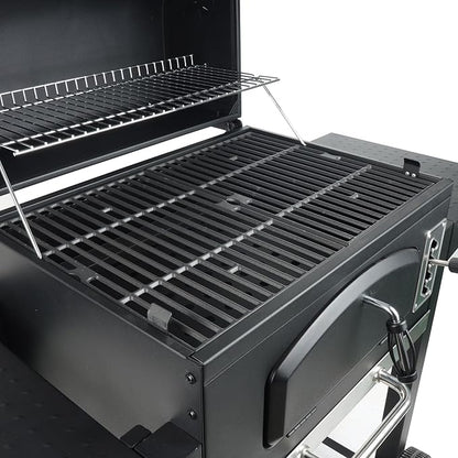 Grill Boss 24 Inch Charcoal BBQ Grill with Side Shelves, Built-In Thermometer, Black