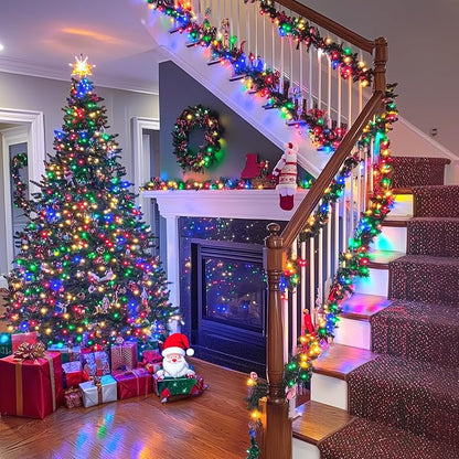 JMEXSUSS 500 LED Multicolor Christmas Tree Lights Plug in | 8 Modes, Indoor Outdoor Use, Waterproof, Green Wire, Twinkle Christmas String Lights for Tree Yard Garden Xmas Decoration