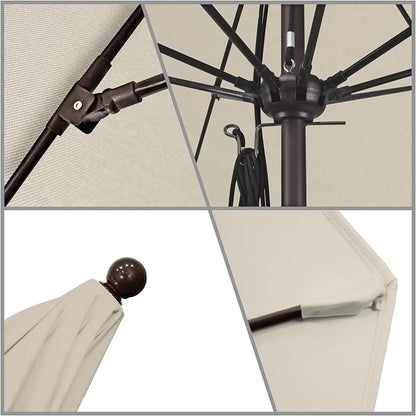 California Umbrella 11' Round Aluminum/Fiberglass Umbrella, Pulley Lift, Bronze Pole, Sunbrella Canvas Fabric