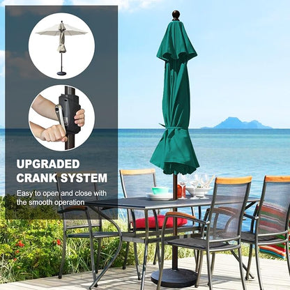 Eurmax USA 10-Year-Non-Fading 10FT Outdoor Patio Market Umbrella,UPF50+ UV Resistant Sun Shade,Heavy Duty Commercial Grade,Crank Lift&Tilt,Windproof Vented Top for Garden,Pool,Deck,Teal