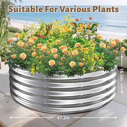 Camp Fire Ring Pit, Large Round Galvanized Steel Fire Pit, Heavy Duty Steel Fire Pit for Backyard, Camping, Bonfire (4x4x1.5 FT)