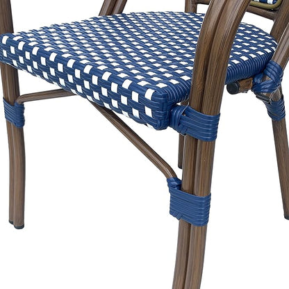Christopher Knight Home Brianna Bistro Chairs, Navy Blue + White + Brown Wood