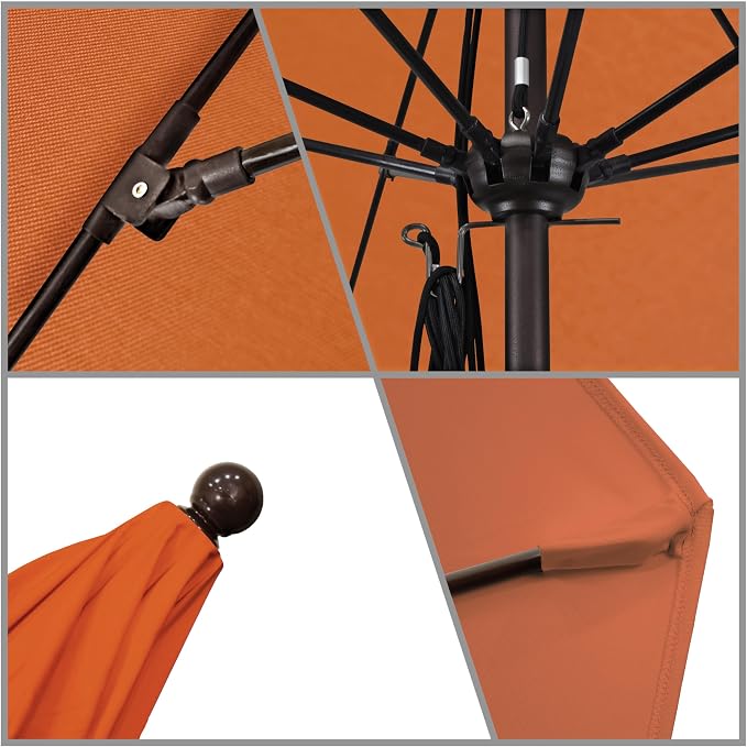California Umbrella 11' Rd. Venture Series Contract Grade Patio Umbrella, Pulley Open, Bronze Finish, Sunbrella Melon