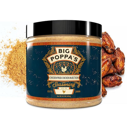 Big Poppa’s Juicy Poultry Injection – Savory Moisture-Locking Marinade for Chicken, Turkey, and Even Thighs & Wings – Signature Formula for Grilling, Smoking, Roasting & Holiday Feasts (14.2 Oz)