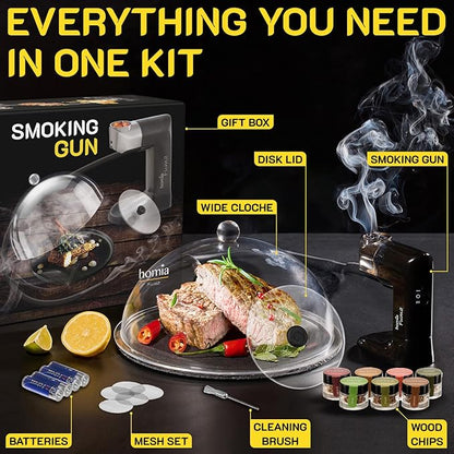 Cocktail Smoker Kit - Whiskey Smoker Kit - Smoke Infuser - Extended Kit, 14 PCS, Smoker Machine with Accessories and Wood Chips - Indoor Smoker - Gift for Men