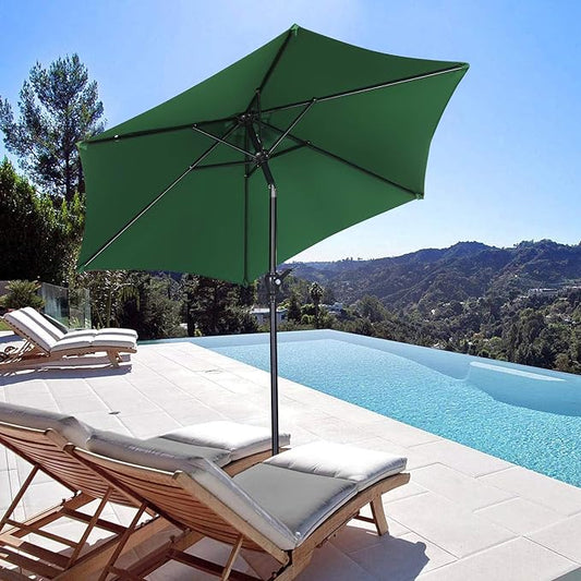 7.5FT Patio Umbrella, Outdoor Table Umbrella, Market Umbrella with Push Button Tilt and Crank for Garden, Lawn, Deck, Backyard & Pool