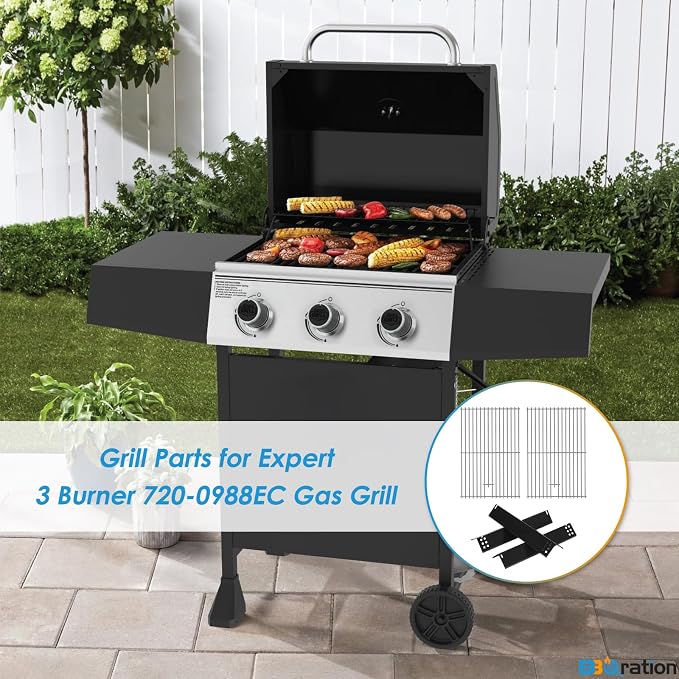 Replacement Parts Kit for Nexgrill 3 Burner 720-1012, Expert 3 Burner 720-0988EC, 720-0988ED, 720-0988EG Grill Heat Shield and Cooking Grate Replacement Parts