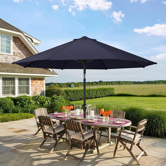 MASTERCANOPY 10ft Patio Umbrella with Tilt & Crank, Navy Blue | 8 sturdy ribs;UV/water resistant;Vent;easy setup;for garden/deck/backyard/pool