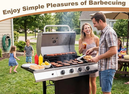 Grill Replacement for Charbroil Performance 4-Burner Gas Grills 463344523 463352521 463354021 463365021, 17" Cast Iron Cooking Grates, Stainless Steel Heat Plates, Burner Tubes & Igniters Parts Kit