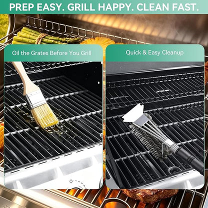 720-0888 Grill Replacement Parts Kit for Nexgrill 5 Burner 720-0888N, 720-0888A, 4 Burner 720-0830H, 720-0830D, Cast Iron Cooking Grate, Grill Burner Tube, Heat Plate and Igniter for Nexgrill Parts