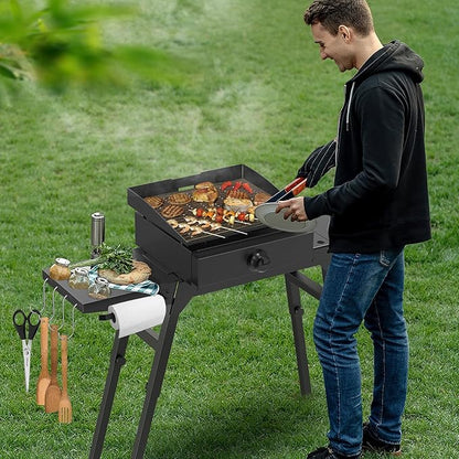 Griddle Side Shelf for Blackstone 17" and 22" Griddle Stand 5013, Griddle Table for Blackstone Griddle Stand with Sideshelf, Tool Hooks, Paper Towel Holder, Fit for 17 22 Inch Propane Table Top