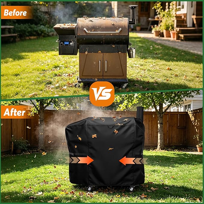 Charcoal Grills Cover for Z Grills 700D6 Pellet Grill, Waterproof Outdoor Grill Cover BBQ Grill Cover Barbeque Grill Cover (Cover Only) - 48" L×22" W×48" H, Black