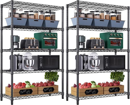 M MZG 1750 lbs Steel Storage Shelving 5-Tier Utility Shelving Unit Steel Organizer Wire Rack for Home,Kitchen,Office,Garage, 1750 LBS Capacity 17.7" D x 47.2" W x 72.3" H (Pack of 2)