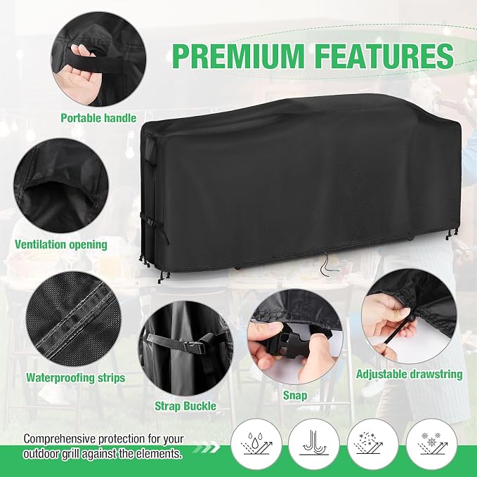 Grill Cover for Blackstone Bronco 28" XL Griddle 2415 | Heavy Duty Waterproof Outdoor griddle cover 85 Inch for 3 Burner Vertical Pellet Smoker Combo 2415-86"L x 25"W x 35"H(Black)
