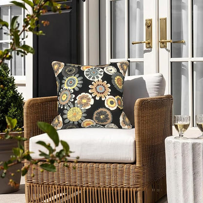 LVTXIII 2 Pack Outdoor Pillow Covers ONLY 18x18 Inch, Water-Repellent Square Decorative Cushion Covers for Patio Furniture, Garden, Sofa, Black Yellow Crosby