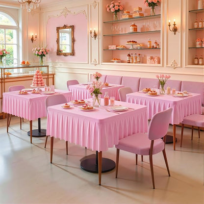 PARTISKY Baby Pink Spandex Square Tablecloths 48x48 Inch, Wrinkle Free Fitted Card Table Cloth Stretch Square Table Cover for Kitchen Dinner, Holiday Party, Wedding Banquet, Display Trade Show