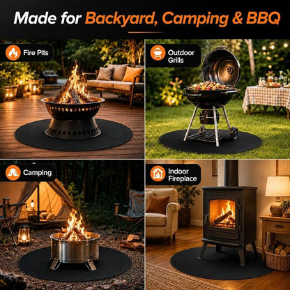 36inch Fire Pit Mat, Round Under Grill Blanket for Outdoor Grill, Fireproof Mat, Oil Proof Waterproof Under Floor BBQ Accessories Protector for Solo Stove Accessories