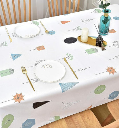 Wipeable Waterproof Tablecloth Vinyl Tablecloths for Rectangle Tables Heavy Duty PVC Tablecloth for Kitchen Dining Table(Small Trees, 54'' x 78'')