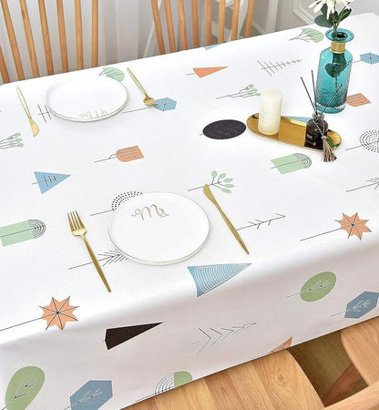 Wipeable Waterproof Tablecloth Vinyl Tablecloths for Rectangle Tables Heavy Duty PVC Tablecloth for Kitchen Dining Table(Small Trees, 54'' x 84'')