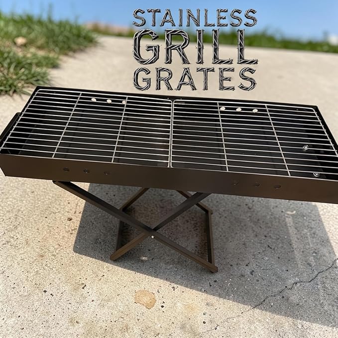 Heavy Duty Charcoal BBQ Grill with Fan & Lid – Portable Outdoor Barbecue Grill, Folding Stand, Metal Charcoal Grill for Camping, Backyard, Picnic (Extra Large)