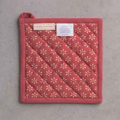 Maison d' Hermine Pot Holders 100% Cotton Potholders (8" x 8", Pack of 1) | Heat Resistant Hot Pads with Loop BBQ Cooking Baking Hotel Kitchen Handling Hot Pans Thanksgiving Christmas - Romane
