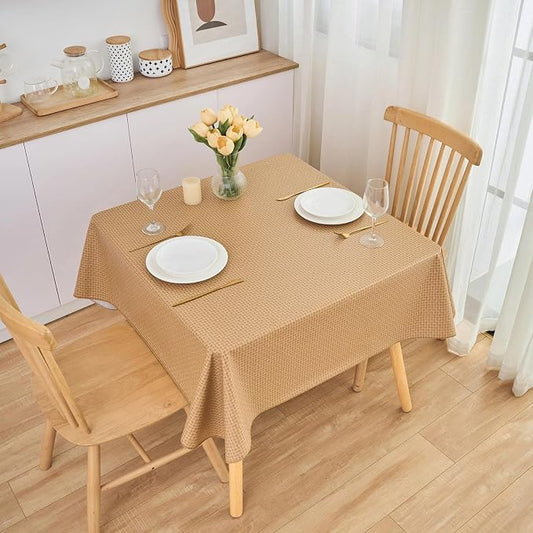 LIBERECOO Heavy Duty Vinyl Tablecloth with Flannel Backing Waterproof Oil-Proof Plastic Table Cloth Stain-Resistant Wipeable Rectangle or Square Table Cover for Indoor and Outdoor 54 x 54 Inch