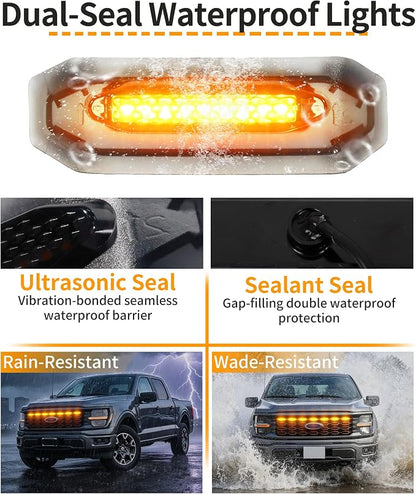 LED Grill Lights for Ford F150 2024-2026 Accessories STX Only, Amber | Direct-Snap F150 Front Grille Marker Lights, OEM-Style Fit, IP68 Waterproof, Raptor-Style Front-End Upgrade, Off-Road Ready