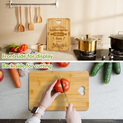 Mother’s Day Bamboo Cutting Board Gift for Mom – Engraved Kitchen Cutting Board with Heart Design – Unique Mom Gifts for Birthday, Christmas, Thanksgiving – Kitchen Decor & Cooking Gift
