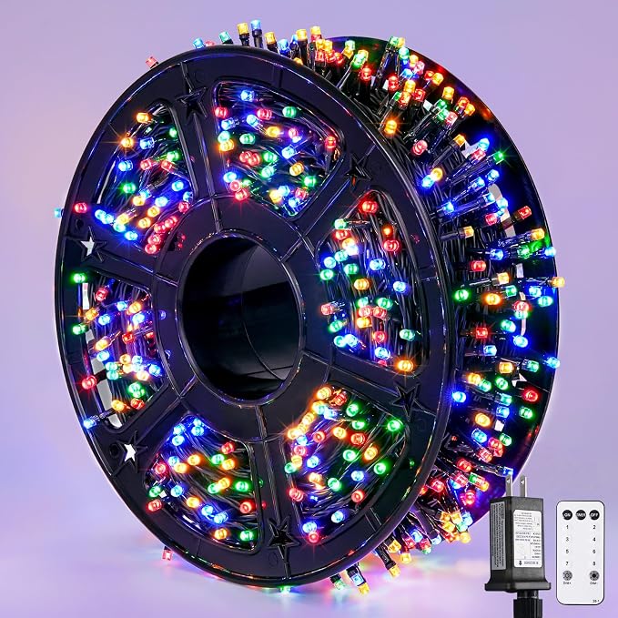 JMEXSUSS 800 LED Multicolor Christmas String Lights Outdoor Plug in | 272ft, 8 Modes, Remote Control, Waterproof Christmas Lights, LED Christmas Tree Lights for Indoor Tree Xmas Decor