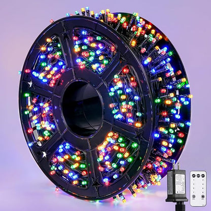 JMEXSUSS 800 LED Multicolor Christmas String Lights Outdoor Plug in | 272ft, 8 Modes, Remote Control, Waterproof Christmas Lights, LED Christmas Tree Lights for Indoor Tree Xmas Decor
