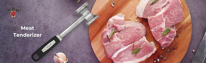 Jim Beam Heavy Duty Construction Meat Tenderizer with Soft Grip Handle, Medium.