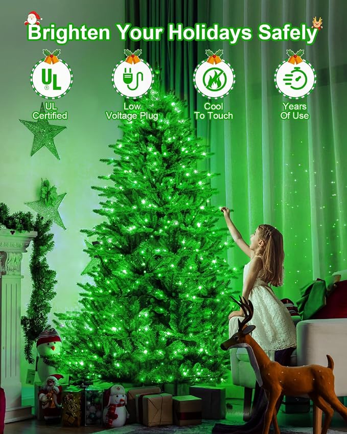 St Patricks Day Decorations 355 FT 900 LED Green Lights, Extra Long Outdoor String Lights Waterproof, Timer & Memory, 8 Modes Dimmable Plug in Fairy for Outside Tree Patrick's Day Decor