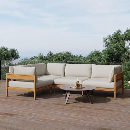 Acanva Vento Outdoor Patio Furniture Set, 4 Seats | All-Weather Aluminium Frame, Water-Resistant Olefin Cushions, Patio Conversation Sets for Backyard, Garden, Porch