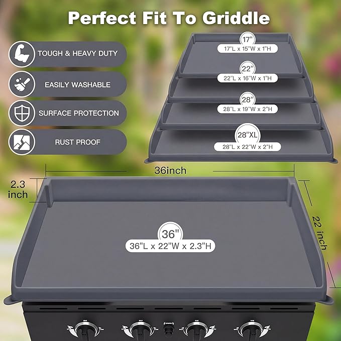 NancyL 36 Inch Silicone Griddle Cover for Blackstone, Full-Wrap 36" Griddle Mat Protective Grill for Blackstone Protector Accessories Kit (Gray)
