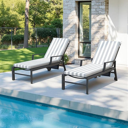 Crestlive Products Waterproof Outdoor Chaise Lounge Cushions Set of 2, Fade Resistant Patio Furniture Lounge Chair Cushion, 72" L x 21" W