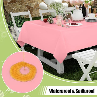 Smiry Disposable Table Cloth - 10 Pack, 54 x 108 Inch Waterproof Rectangle Tablecloths for Easter Party, Valentines & Mothers Day Decorations, Decorative Plastic Table Cover, Leakproof & Sturdy, Peach