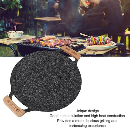 gernie Korean BBQ Grill Pan, Nonstick Round Griddle Grill Pan, Portable Round Cast Iron Skillet with Handle, Multifunctional Stove Plate for Meats, Pancakes, Korean Grill Pan for, gernief9w01iphkm-13