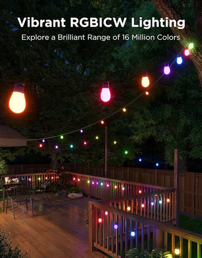 Govee S14 Bulb Outdoor String Lights 2, 96ft RGBICWW, 30 LED Bulbs, IP66 (Pack of 2)