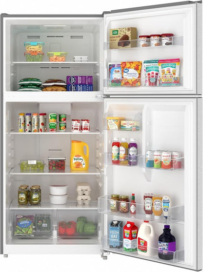 KoolMore 30 Inch 20 Cu Ft Top Freezer Refrigerator, Stainless Steel, Freestanding Full Size Fridge Freezer for Home Kitchen or Garage