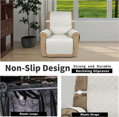 Easy-Going Reversible Couch Cover, Recliner 22 in, Ivory/Ivory | Machine Washable Slipcover For Dogs, Water Resistant Furniture Mat For Living Room, Non-Slip Sofa Cover, Pet Friendly
