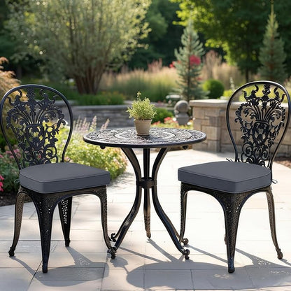 Outdoor Chair Cushions Set of 2: Waterproof & Fade Resistant Patio Furniture Cushions - 17 x 16 x 2 Inch Non Slip Round Corner Seat Cushion Pads with Removable Cover for Garden Yard Lawn, Dark Grey