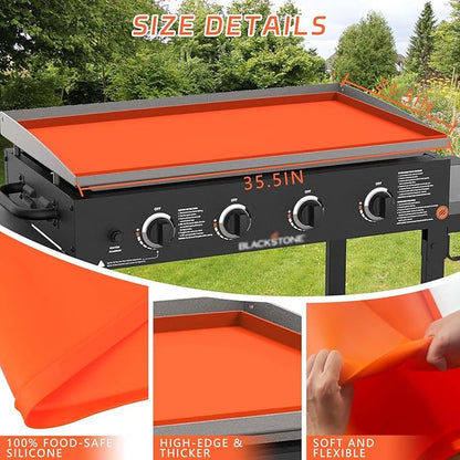 36" Silicone Griddle Cover Mat for Blackstone 36 Inch Griddle Accessories, All-Season Protection Against Dirt & Rust, Food Grade Silicone Grill Mat (Orange)