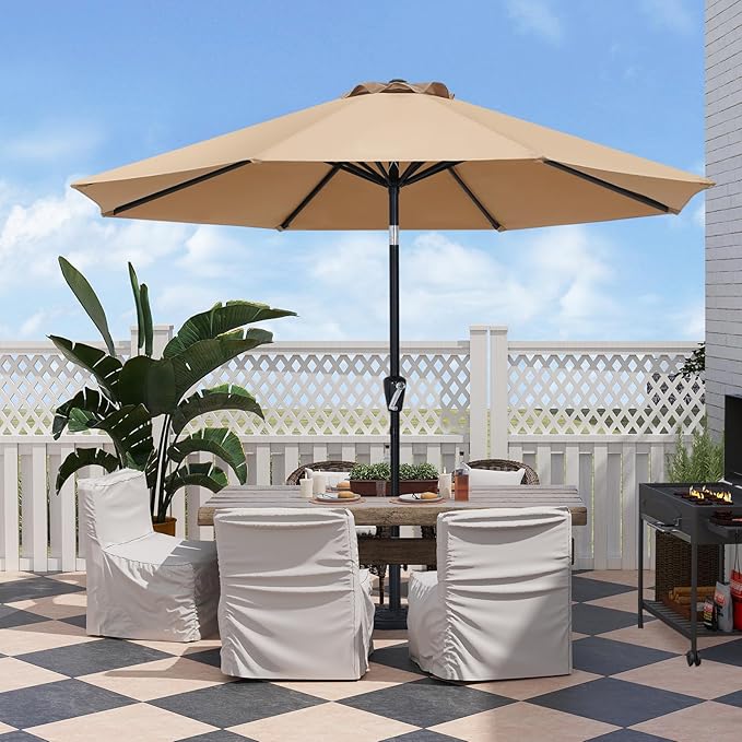 ABCCANOPY 10FT Patio Umbrella, Outdoor Waterproof Table Umbrella with Push Button Tilt and Crank, 8 Ribs UV Protection Pool Umbrella for Garden, Lawn, Deck & Backyard (Royal Blue)
