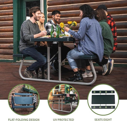 LIFETIME 6-Foot Classic Folding Picnic Table, Seats 8, Green
