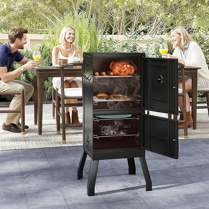 MAT EXPERT Vertical Charcoal Grills, 40" Multiple People BBQ Smoker Grill w/Removable Water Pan & Grill Grates, 4 Adjustable Air Dampers, Built-in Thermometer, Outdoor Charcoal Smoker for Backyard