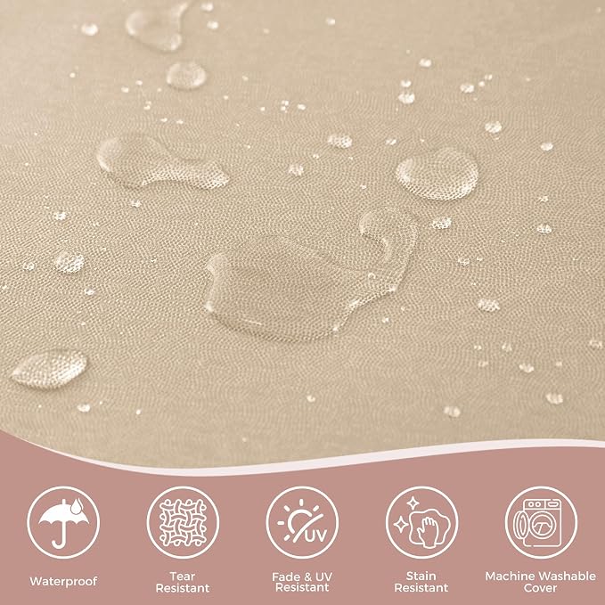 Outdoor Loveseat Cushions, 48×24×5 Inch, Waterproof, Beige | Patio Loveseat Cushions for Outdoor Furniture, Fade Resistant, Outdoor Bench Cushions, for Wicker Furniture, Swing, Couch