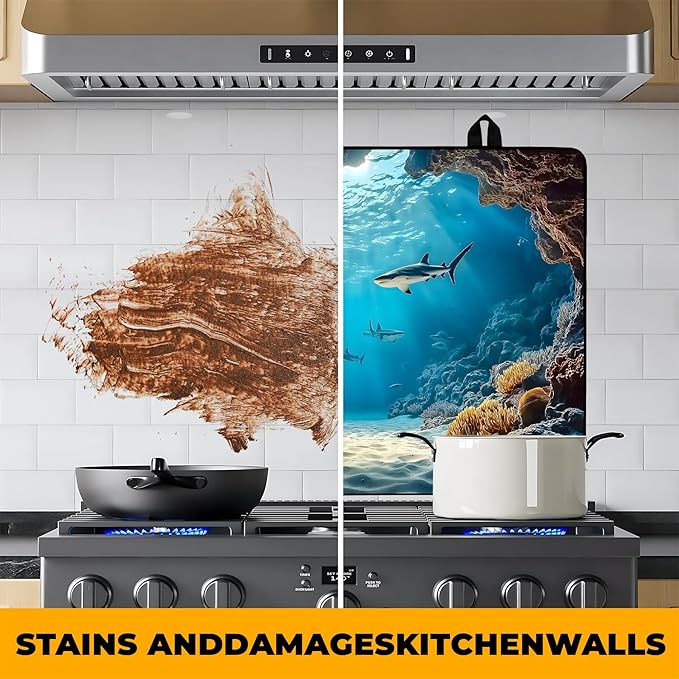 Underwater World Stove Top Cover Retro Flower Gas Stove Top Cover for Home Decoration Kitchen Pad Non-Stick Washable Cooktop Covers Countertop Protector Keep Stove Clean 28"x20"
