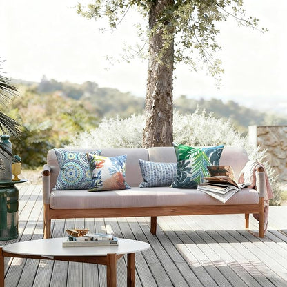 LVTXIII 2 Pack Outdoor Pillow Covers ONLY 18x18 Inch, Water-Repellent Square Decorative Cushion Covers for Patio Furniture, Garden, Sofa, Delancey Lagoon