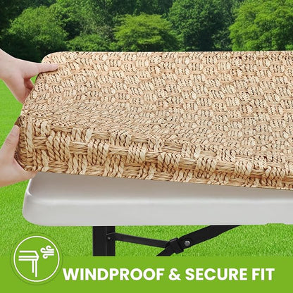 Smiry Spandex Fitted Tablecloth for 5 Foot Rectangle Tables, Washable Picnic Table Cover with Elastic, Stretch Reusable Table Cloth for Outdoor, Camping, Dining & Kitchen (Weave, 30"x60")